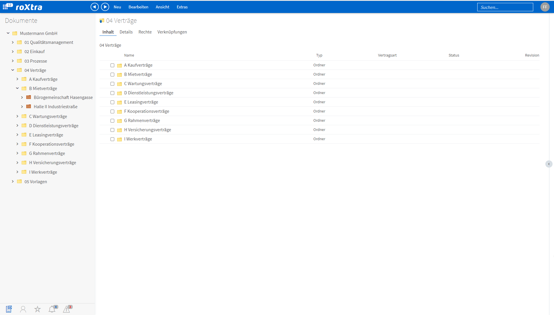 screenshot of roXtra Contracts